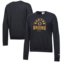 Women's Champion Black Boston Bruins Powerblend Pullover Sweatshirt