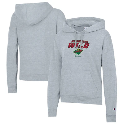 Women's Champion Gray Minnesota Wild Powerblend Fleece Pullover Hoodie