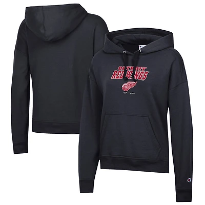Women's Champion Black Detroit Red Wings Powerblend Fleece Pullover Hoodie