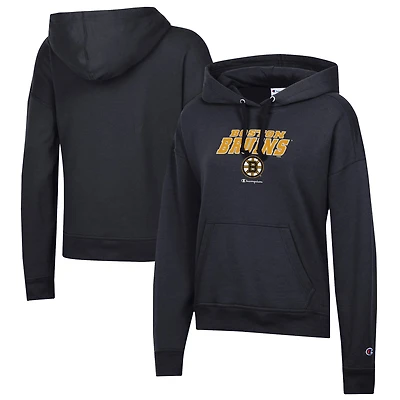 Women's Champion Black Boston Bruins Powerblend Fleece Pullover Hoodie