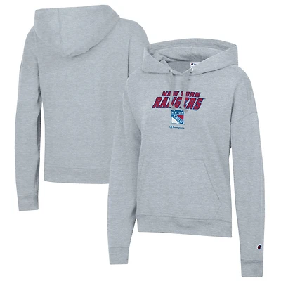 Women's Champion Gray New York Rangers Powerblend Fleece Pullover Hoodie