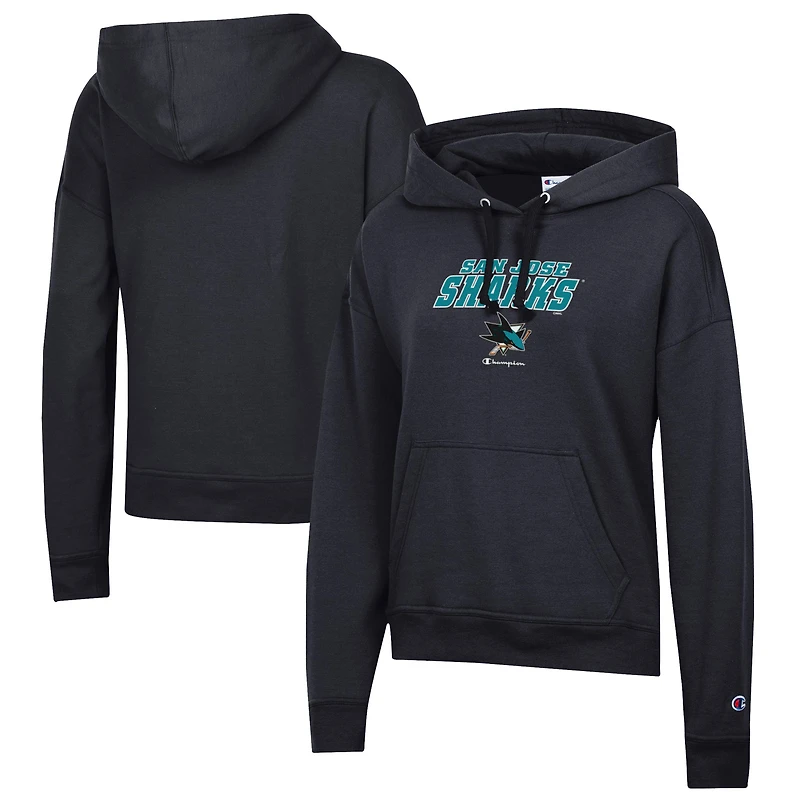 Women's Champion Black San Jose Sharks Powerblend Fleece Pullover Hoodie
