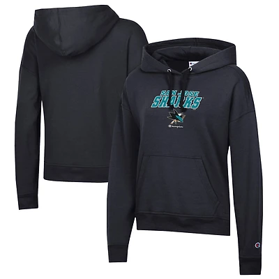 Women's Champion Black San Jose Sharks Powerblend Fleece Pullover Hoodie