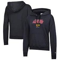 Women's Champion Black Chicago Blackhawks Powerblend Fleece Pullover Hoodie