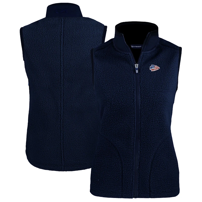Women's  Cutter & Buck  Navy Kansas City Chiefs  Americana Cascade Eco Sherpa Fleece Full-Zip Vest