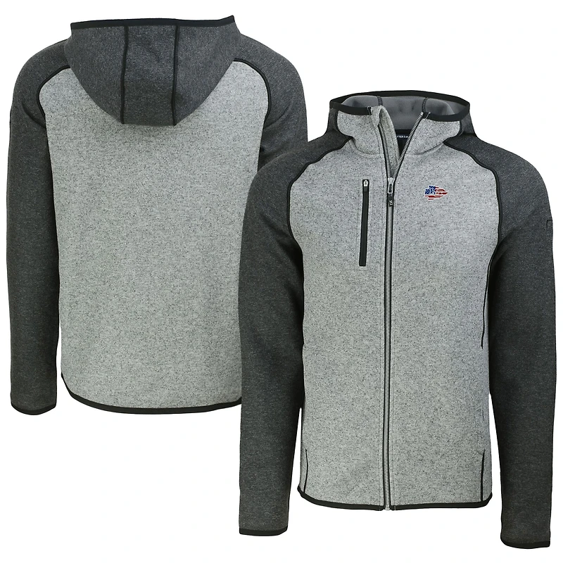 Men's Cutter & Buck Heather Gray/Heather Charcoal Kansas City Chiefs  Americana Mainsail Full-Zip Hooded Jacket