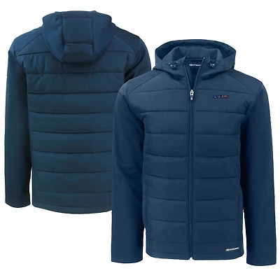 Men's Cutter & Buck Navy San Francisco 49ers Big & Tall Americana Evoke Hybrid Eco Softshell Recycled Full-Zip Hooded Jacket