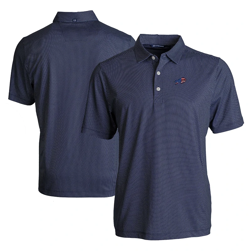 Men's Cutter & Buck Navy Buffalo Bills Big & Tall Americana Pike Eco Symmetry Print Stretch Recycled Polo