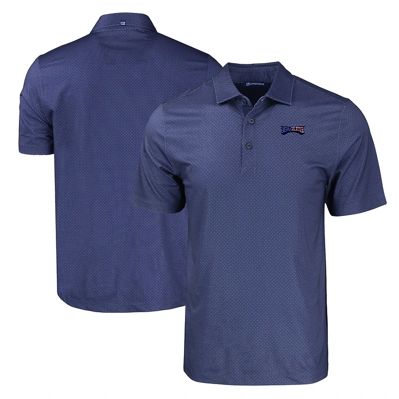 Men's Cutter & Buck Navy Philadelphia Eagles Big & Tall Americana Pike Eco Tonal Geo Print Stretch Recycled Polo