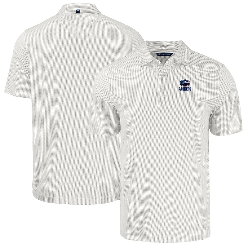 Men's Cutter & Buck White Green Bay Packers  Americana Pike Eco Symmetry Print Stretch Recycled Polo