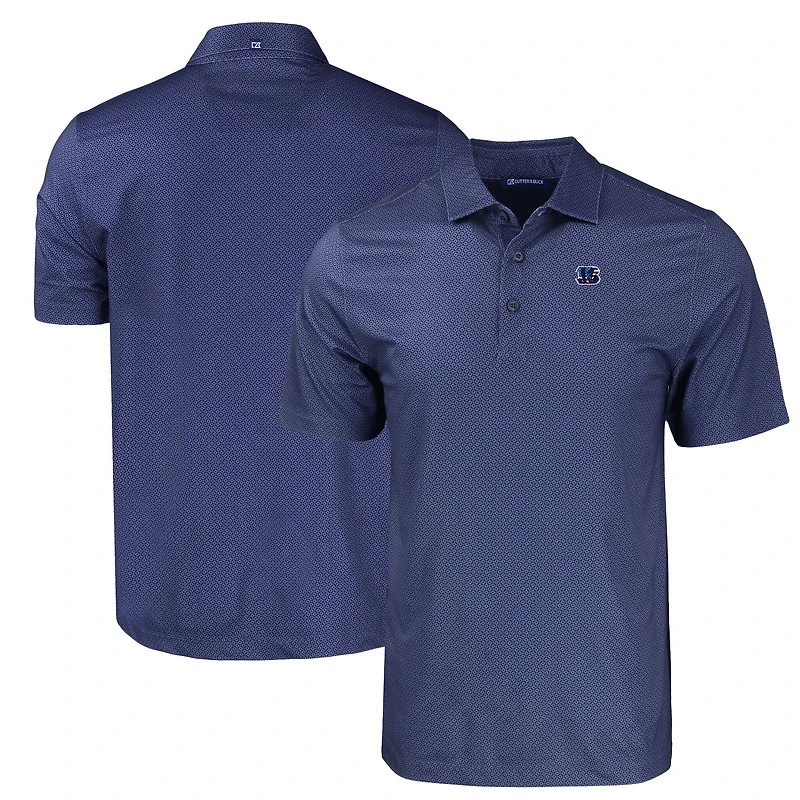 Men's Cutter & Buck Navy Cincinnati Bengals  Americana Pike Eco Tonal Geo Print Stretch Recycled Polo