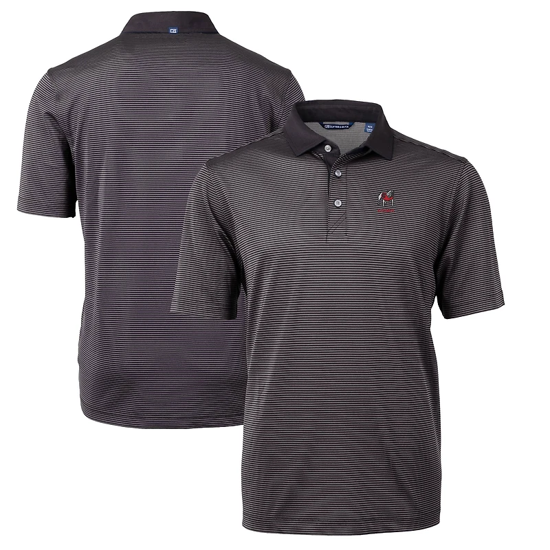 Men's Cutter & Buck Black Georgia Bulldogs Alumni Logo Virtue Eco Pique Micro Stripe Recycled Polo