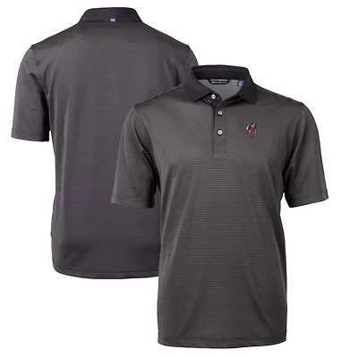 Men's Cutter & Buck Black Georgia Bulldogs Alumni Logo Virtue Eco Pique Micro Stripe Recycled Polo