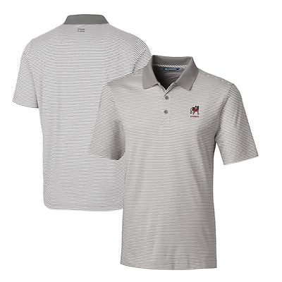 Men's Cutter & Buck Gray Georgia Bulldogs Alumni Logo Forge DryTec Tonal Stripe Stretch Polo