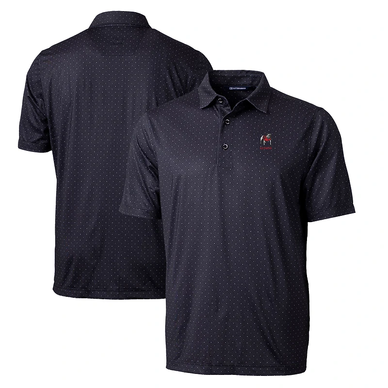 Men's Cutter & Buck Black Georgia Bulldogs Alumni Logo Pike DryTec Double Dot Print Stretch Polo