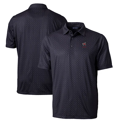 Men's Cutter & Buck Black Georgia Bulldogs Alumni Logo Pike DryTec Double Dot Print Stretch Polo