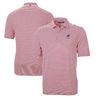 Men's Cutter & Buck Red Georgia Bulldogs Alumni Logo Virtue Eco Pique Stripe Recycled Polo
