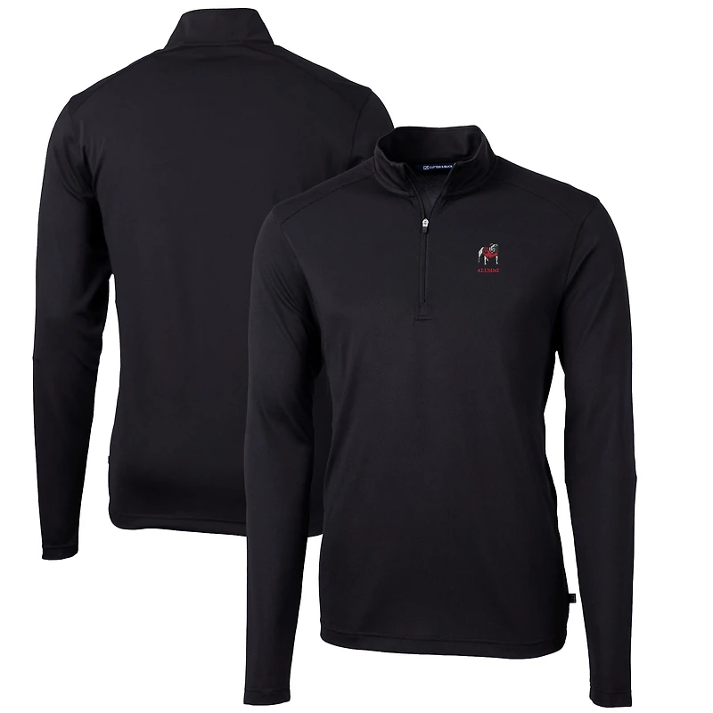 Men's Cutter & Buck Georgia Bulldogs Alumni Logo Virtue Eco Pique Recycled Quarter-Zip Pullover Jacket