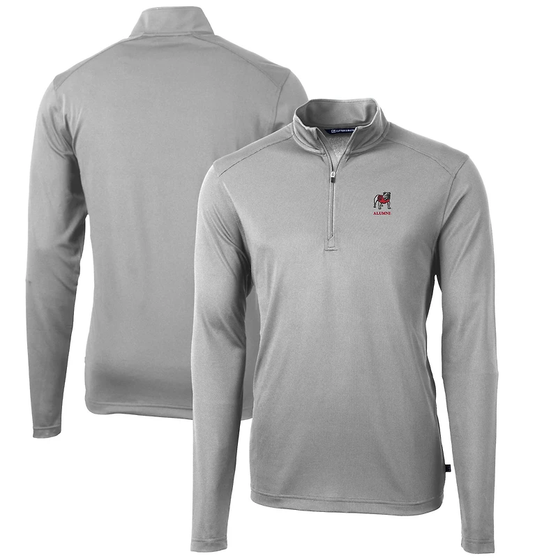 Men's Cutter & Buck Georgia Bulldogs Alumni Logo Virtue Eco Pique Recycled Quarter-Zip Pullover Jacket