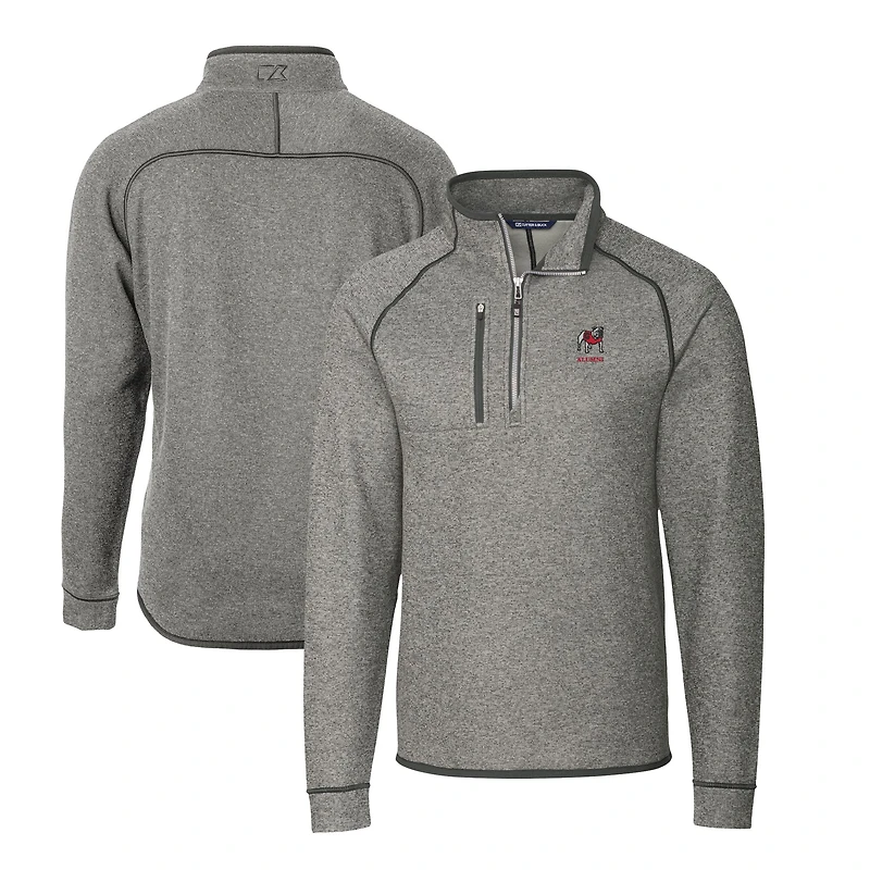 Men's Cutter & Buck Heather Georgia Bulldogs Alumni Logo Mainsail Sweater-Knit Half-Zip Pullover Jacket