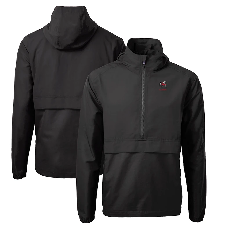 Men's Cutter & Buck Black Georgia Bulldogs Alumni Logo Charter Eco Knit Recycled Anorak Half-Zip Jacket