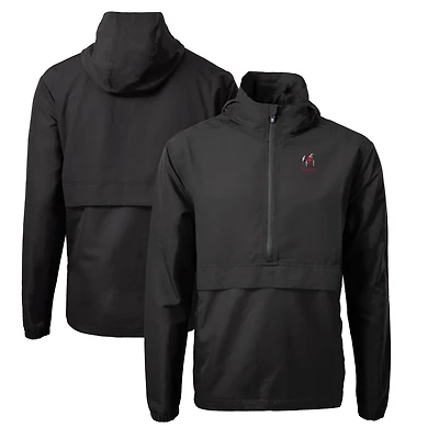 Men's Cutter & Buck Black Georgia Bulldogs Alumni Logo Charter Eco Knit Recycled Anorak Half-Zip Jacket