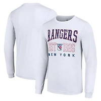 Men's Starter White New York Rangers Retro Graphic Long Sleeve Crew T-Shirt