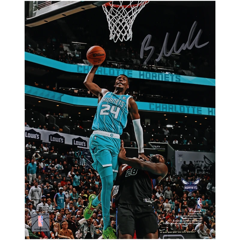 Brandon Miller Charlotte Hornets Autographed 8" x 10" Dunk In Teal Photograph