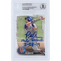 Pete Alonso New York Mets Autographed 2016 Bowman Draft 1st Bowman #BD-92 Beckett Fanatics Witnessed Authenticated Rookie Card with "MLB Debut 3-28-19" Inscription