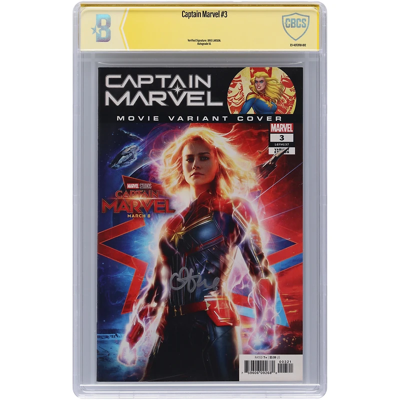 Brie Larson Captain Marvel Autographed #3 Comic Book - Signed in Silver Ink - CBCS AUTO 10