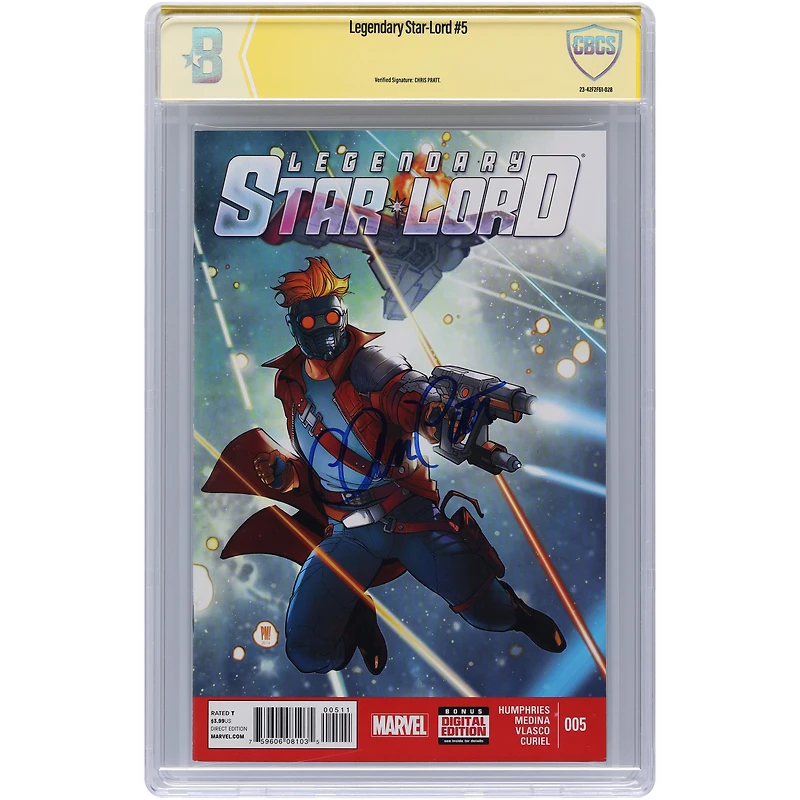 Chris Pratt Guardians of the Galaxy Autographed Legendary Star-Lord #5 Comic Book - Signed in Blue Ink - CBCS