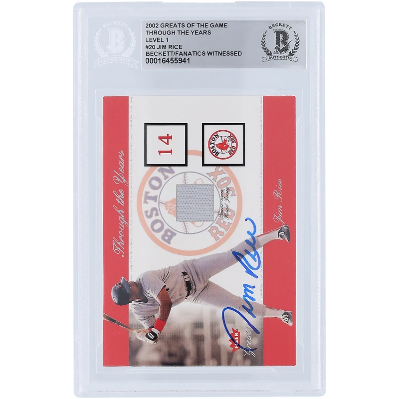 Jim Rice Boston Red Sox Autographed 2002 Fleer Greats of the Game Through the Years Relic #NNO Beckett Fanatics Witnessed Authenticated Card