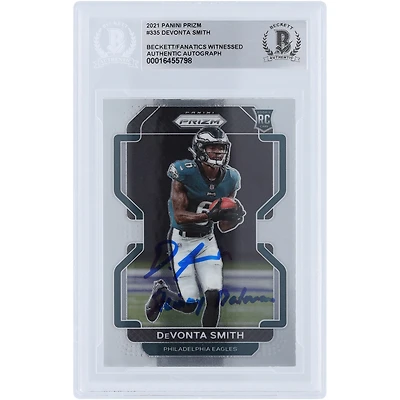 DeVonta Smith Philadelphia Eagles Autographed 2021 Panini Prizm #335 Beckett Fanatics Witnessed Authenticated Rookie Card with "Skinny Batman" Inscription
