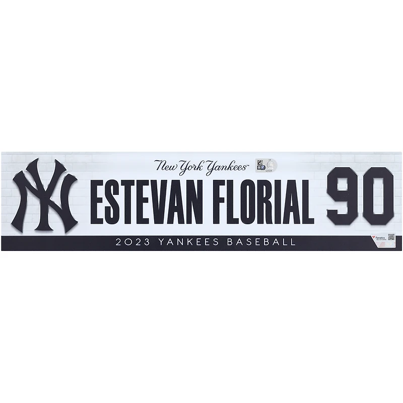 Estevan Florial New York Yankees Player-Issued #90 Nameplate from the 2023 MLB Season