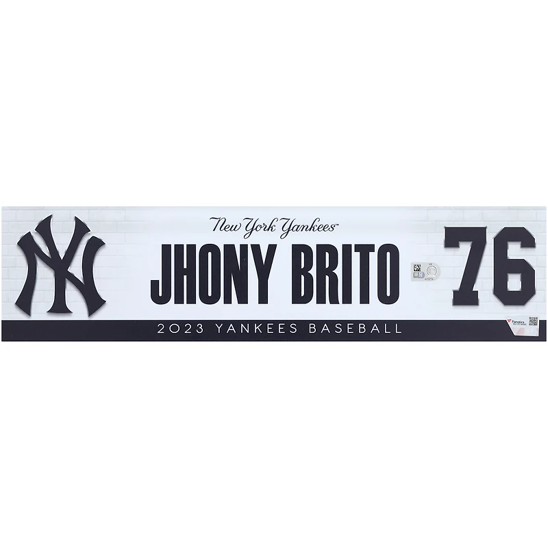 Jhony Brito New York Yankees Player-Issued #76 Nameplate from the 2023 MLB Season