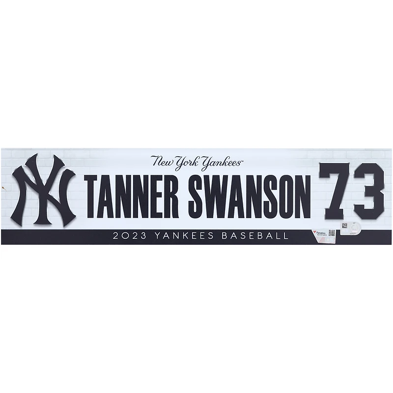 Tanner Swanson New York Yankees Player-Issued #73 Nameplate from the 2023 MLB Season
