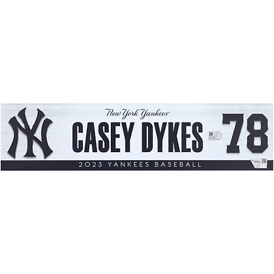 Casey Dykes New York Yankees Player-Issued #78 Nameplate from the 2023 MLB Season