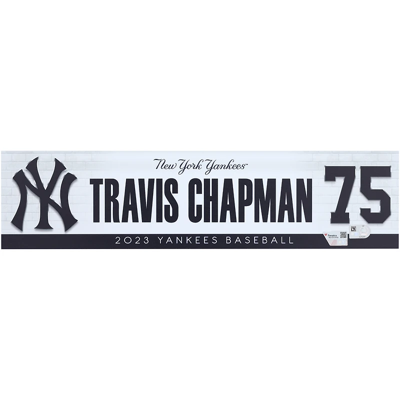 Travis Chapman New York Yankees Player-Issued #75 Nameplate from the 2023 MLB Season