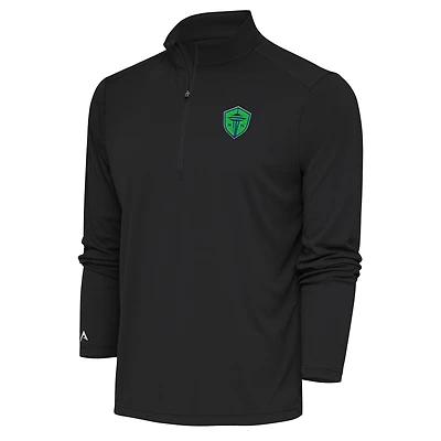 Men's Antigua Gray Seattle Sounders FC Tribute Quarter-Zip Pullover Top