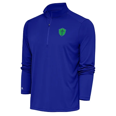 Men's Antigua Royal Seattle Sounders FC Tribute Quarter-Zip Pullover Top