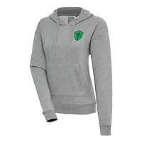 Women's Antigua Heather Gray Seattle Sounders FC Victory Pullover Hoodie