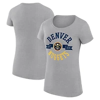 Women's G-III 4Her by Carl Banks Heather Gray Denver Nuggets Super-Slim Fit Lightweight Large City Logo T-Shirt