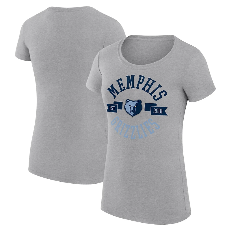 Women's G-III 4Her by Carl Banks Heather Gray Memphis Grizzlies Super-Slim Fit Lightweight Large City Logo T-Shirt