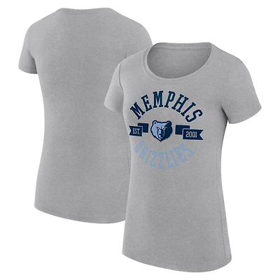Women's G-III 4Her by Carl Banks Heather Gray Memphis Grizzlies Super-Slim Fit Lightweight Large City Logo T-Shirt