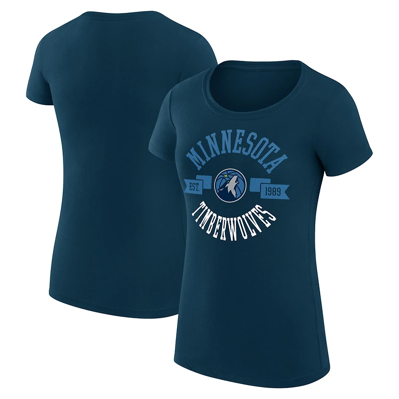 Women's G-III 4Her by Carl Banks Navy Minnesota Timberwolves Super-Slim Fit Lightweight Large City Logo T-Shirt