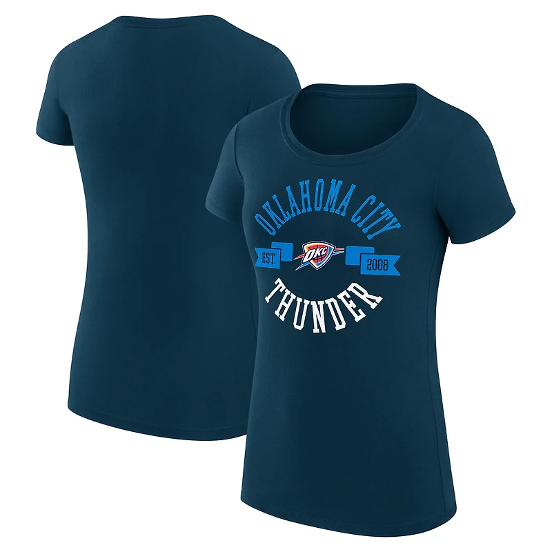 Women's G-III 4Her by Carl Banks Navy Oklahoma City Thunder Super-Slim Fit Lightweight Large City Logo T-Shirt