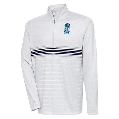 Men's Antigua Heather Gray Forward Madison FC Bullseye Quarter-Zip Pullover Top
