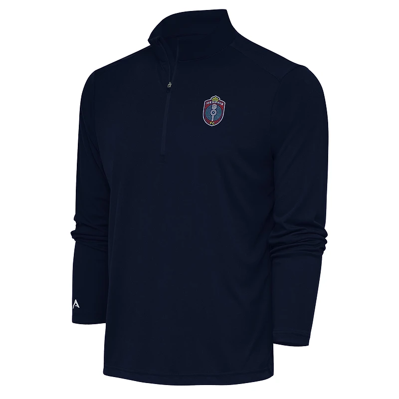 Men's Antigua Navy Memphis 901 FC Tribute Quarter-Zip Pullover Top