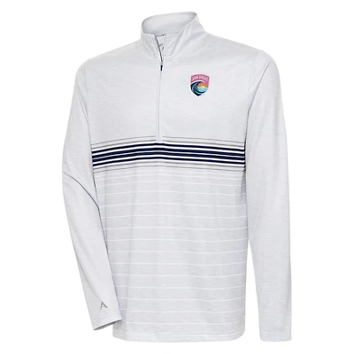 Men's Antigua Heather Gray San Diego Wave FC Bullseye Quarter-Zip Pullover Top