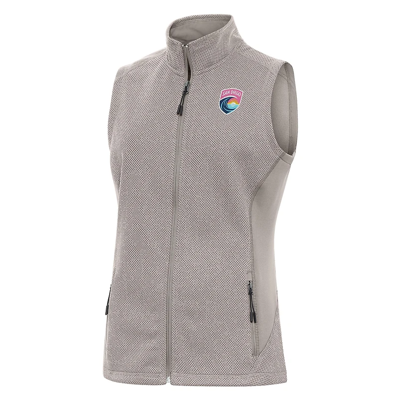 Women's Antigua Oatmeal San Diego Wave FC Course Full-Zip Vest